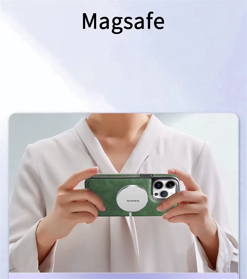 Leather Magnetic Card Slot Phone Case for iPhone 16, 15, 14, 13, 12 Pro Max